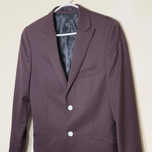 TOPMAN Suit Skinny sports jacket blazer Size US 38 Two Button color Berry - Picture 2 of 8